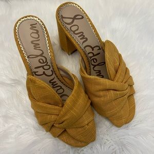 Sam Edelman Yellow Linen Mule Sandals